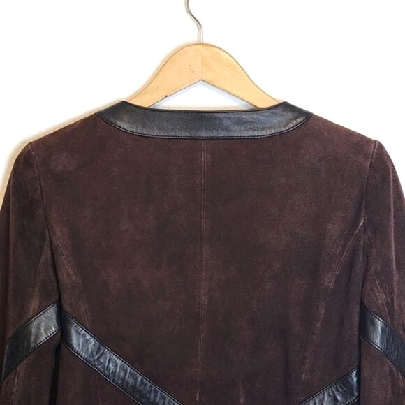 Nordstrom Studio 121 Brown Suede Leather Jacket Zip Front Long Sleeve Chic S - Picture 10 of 16